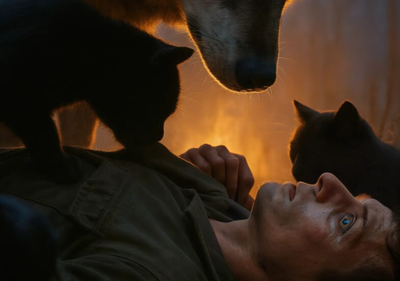 A lost tourist thought that a hungry wolf would eat him alive: the wolf slowly approached him, put its paws on his chest, began sniffing his face, neck, and then did this… 