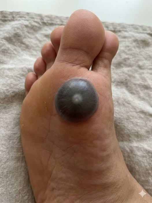 My daughter woke up with this huge spot on her foot I don’t know